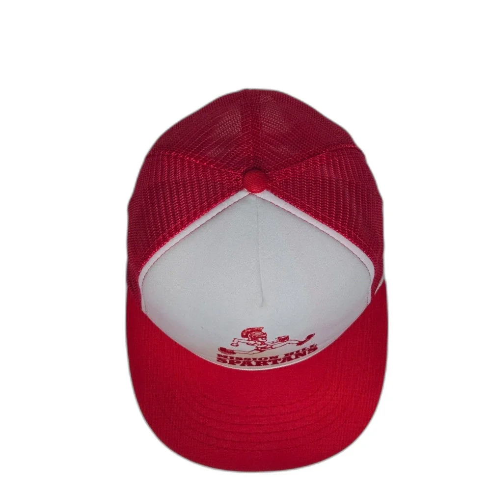 Vintage 80's Mission Hill Spartans Trucker Hat | Designer Award | Red/White
